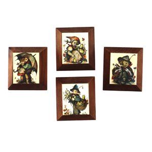 Vintage Hummel Set Of 4 Wooden Frames Brown Nostalgic Cottagecore Grandmillenial